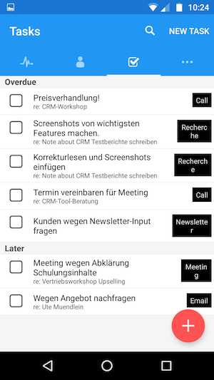 Screenshot Highrise Android App Activities