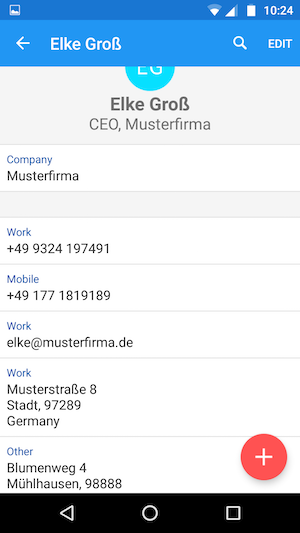Screenshot Highrise Android App Contact Details